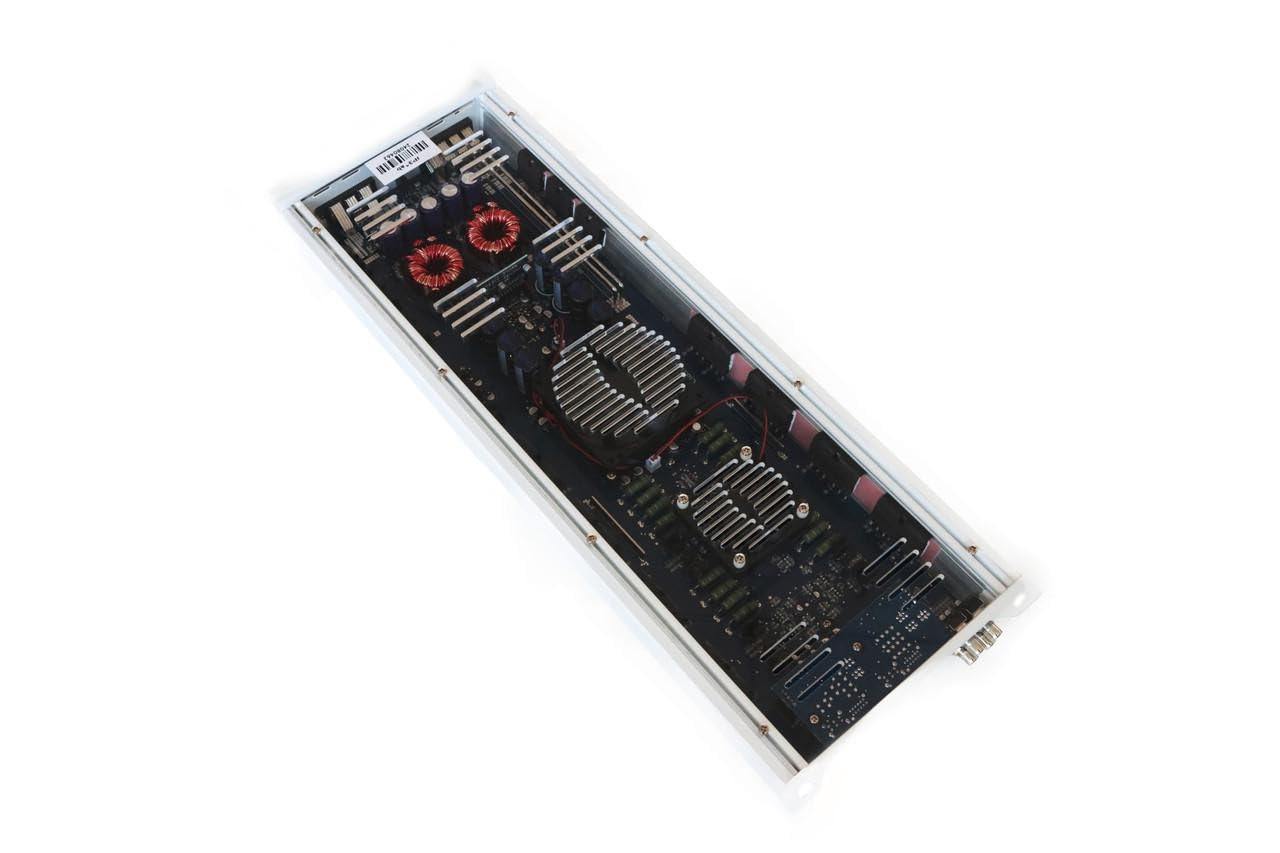 DOWN4SOUND JP34 AB White Gloss 4 Channel Car Audio Amplifier | 590W RMS Class AB Power Amp | Car Stereo Speaker Amplifier | High-Performance Automotive Sound