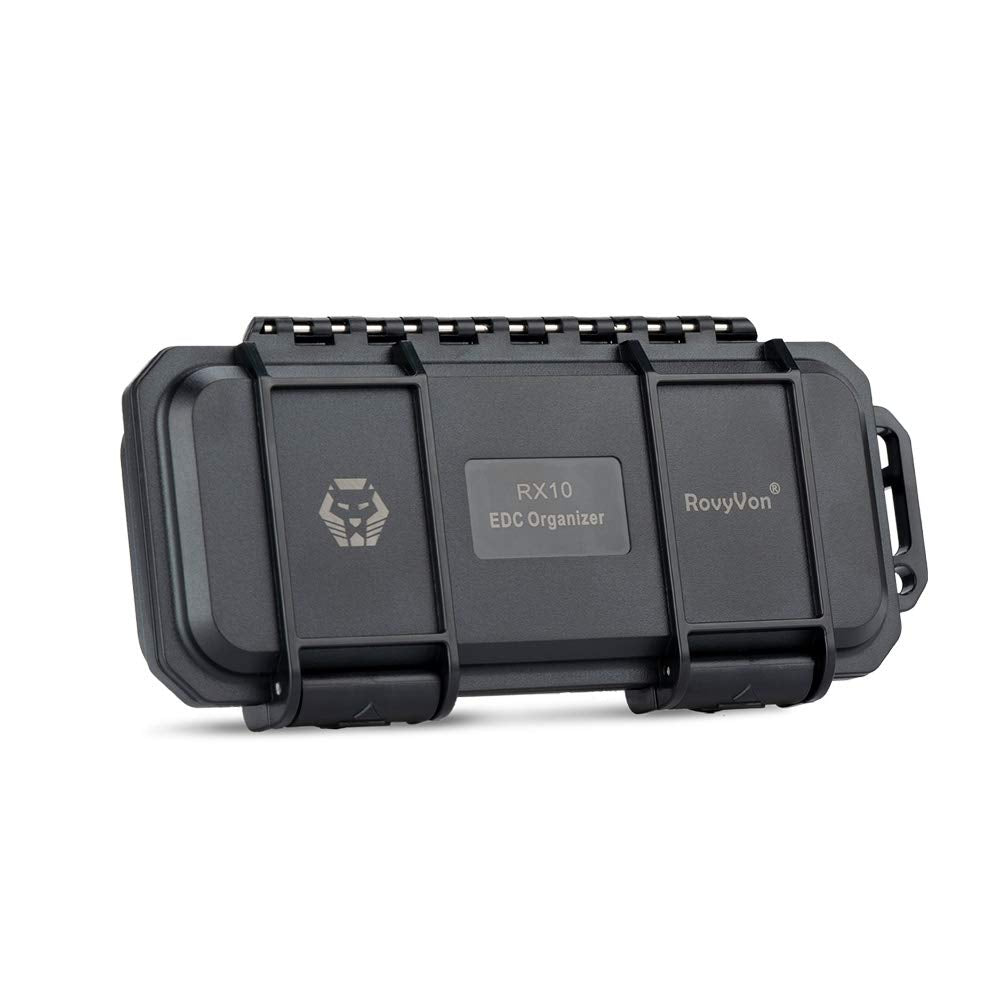 RovyVon RX10 EDC Tool Case Box, Small Organizer Storage to Protect Gears Gadgets, 1PCS, 6.89" x 3.21" x 1.45" (Black)