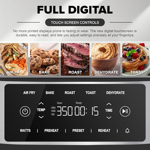 Nuwave Brio Plus 6-in-1 Air Fryer, 7-Qt Large Capacity, 50°F–400°F Precise Temp Control, Non-Toxic PFAS-Free Nonstick, Air Fry, Bake, Roast, Toast, Dehydrate, Reheat, 100 Presets, Dishwasher Safe