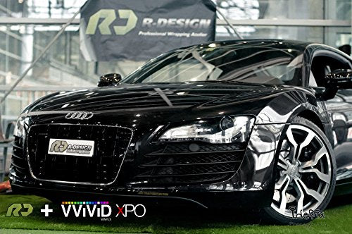 VViViD Black High Gloss Realistic Paint-Like Microfinish Vinyl Wrap Roll XPO Air Release Technology (50ft x 5ft w/Toolkit)