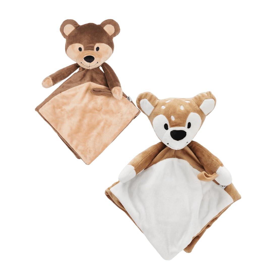 Riff Raff Bear and Fawn Sleep Soother Sleep Aid Lullaby for Newborn/Baby 0+ Months, Portable White Noise Plush Sound Machine, Heartbeat & White Noise Plush, Stuffed Animals for Babies w/Velcro Strap