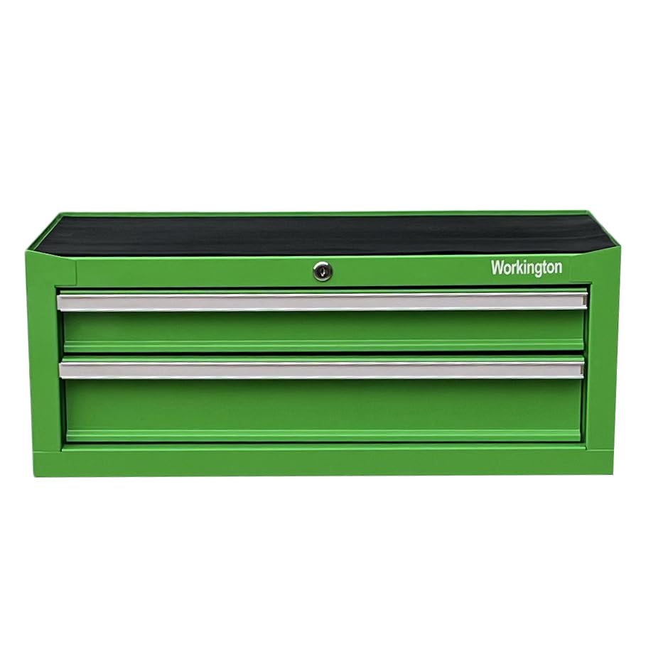 Workington Industrial 2 Drawers Portable Metal Intermediate Box, 26" Middle Tool Chest Cabinet with Ball Bearing Drawer Slides, Steel Tool Storage Box Organizer 4008 Green