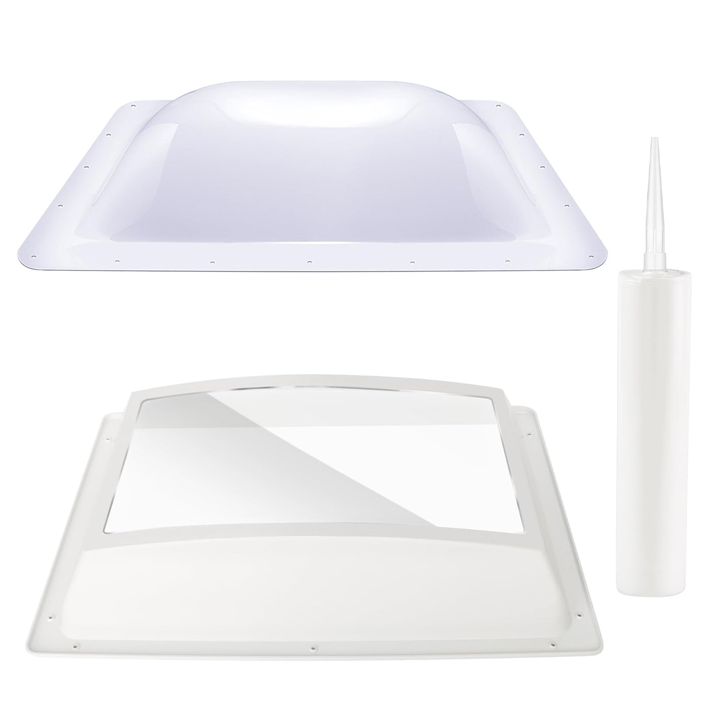 RV Skylight Replacement Bundle,18" x 26" RV Shower Skylight Cover Outer Dome Fit 14" x 22" Openings for Camper Motorhome Bathroom,Inner Dome with Window 14" x 22"+Polyurethane Adhesive Sealant,White