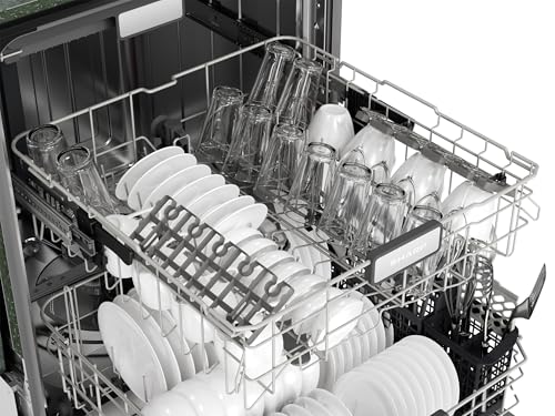 SHARP SDW6767HS Smart Dishwasher Works with Alexa. Includes LED Interior lights, Stainless Steel interior, Heated Dry with Fan Assist, Wash Zone cleans half load on either rack, Adjustable Third Rack