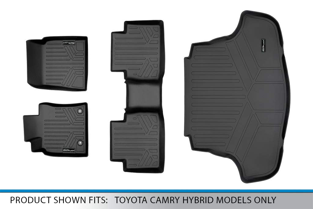 SMARTLINER Custom Fit Floor Mats 2 Rows and Cargo Liner Set Black Compatible with 2018-2022 Toyota Camry Hybrid Models Only