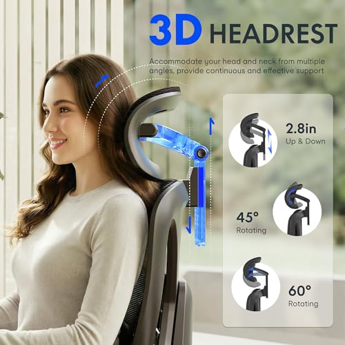 FLEXISPOT ErgoX Premium Ergonomic Office Chair with Footrest- Adjustable 3D Armrests, Dynamic Lumbar Support, Recline & Tilt Function, Mesh Seat, for Home & Office Use,Cream
