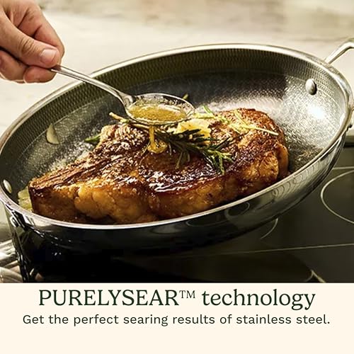 Cuisinart FusionPlus Hybrid Nonstick Stainless Steel Cookware Set, 5-Piece Skillet Cooking Set with PFAS-Free PURELYSEAR Ceramic Non Stick Technology, Scratch Proof, Cool Grip Handles, Dishwasher Safe