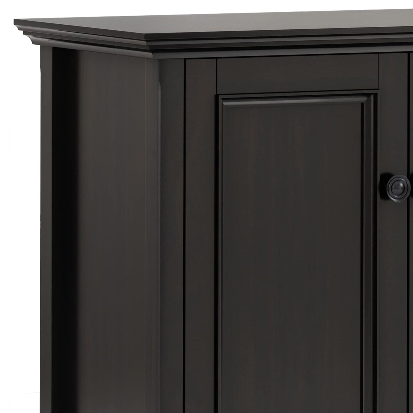 SIMPLIHOME Amherst Storage Cabinet - 66 inch Wide Solid Wood 4-Shelf Sideboard Cabinet in Hickory Brown, Transitional Buffet for Living Room or Dining Room with 4 Doors and Adjustable Shelves