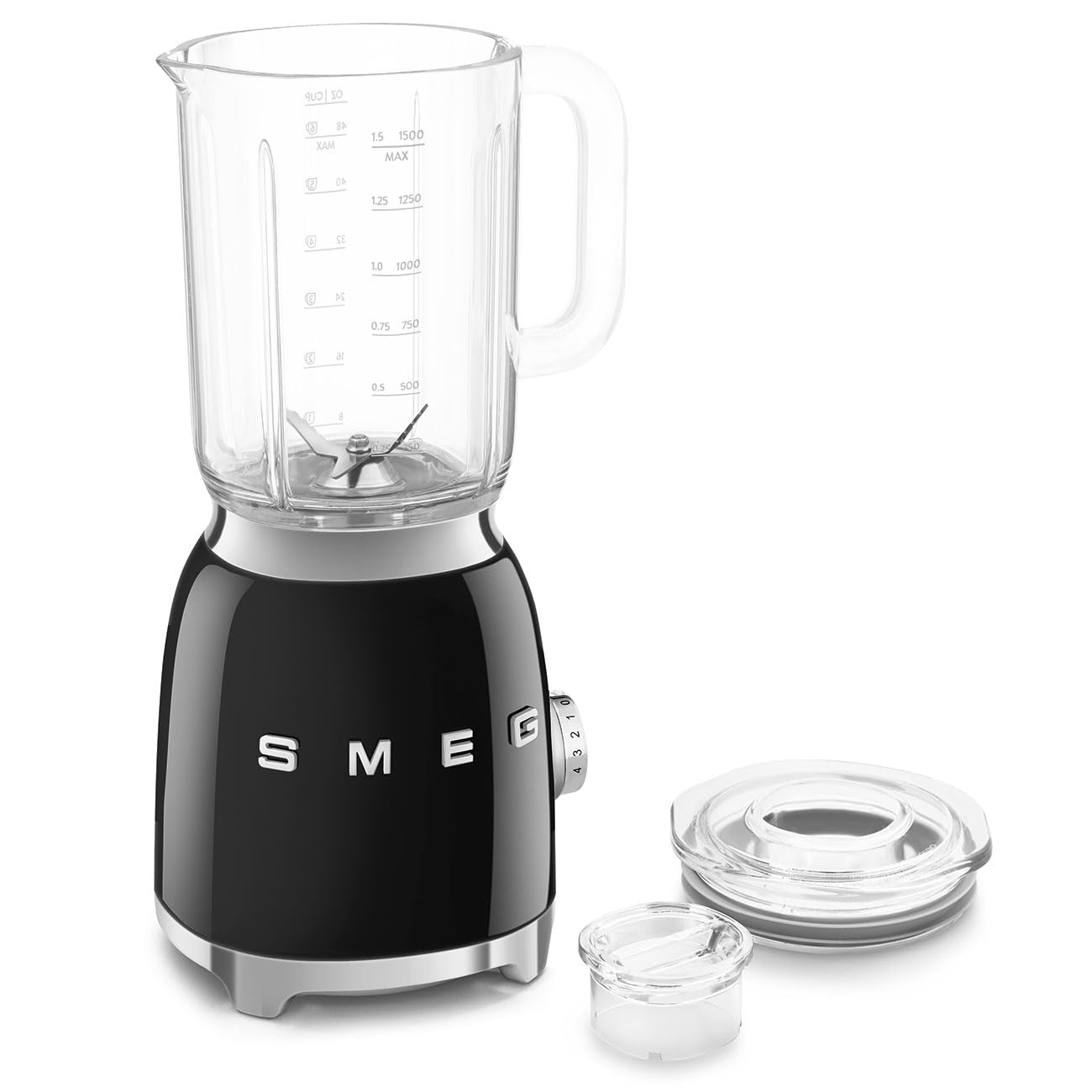 SMEG BLF03 Retro Style Blender – 600W Countertop Blender with 48 oz BPA-Free Jug, 3 Speeds + Pulse, Ice Crush & Smoothie Functions – 50s-Inspired Design-Black