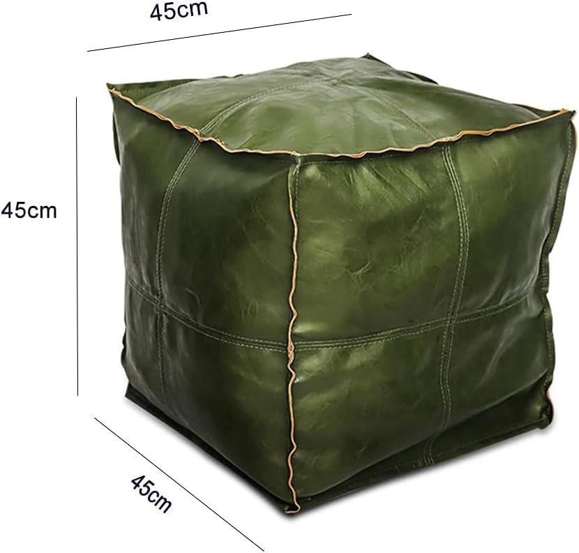 Louis Donné Unstuffed Square Pouf Ottoman Cover 17.7" Faux Leather Waterproof Floor Footrest Storage Cover for Living Room Bedroom Office (Only Cover No Filler)