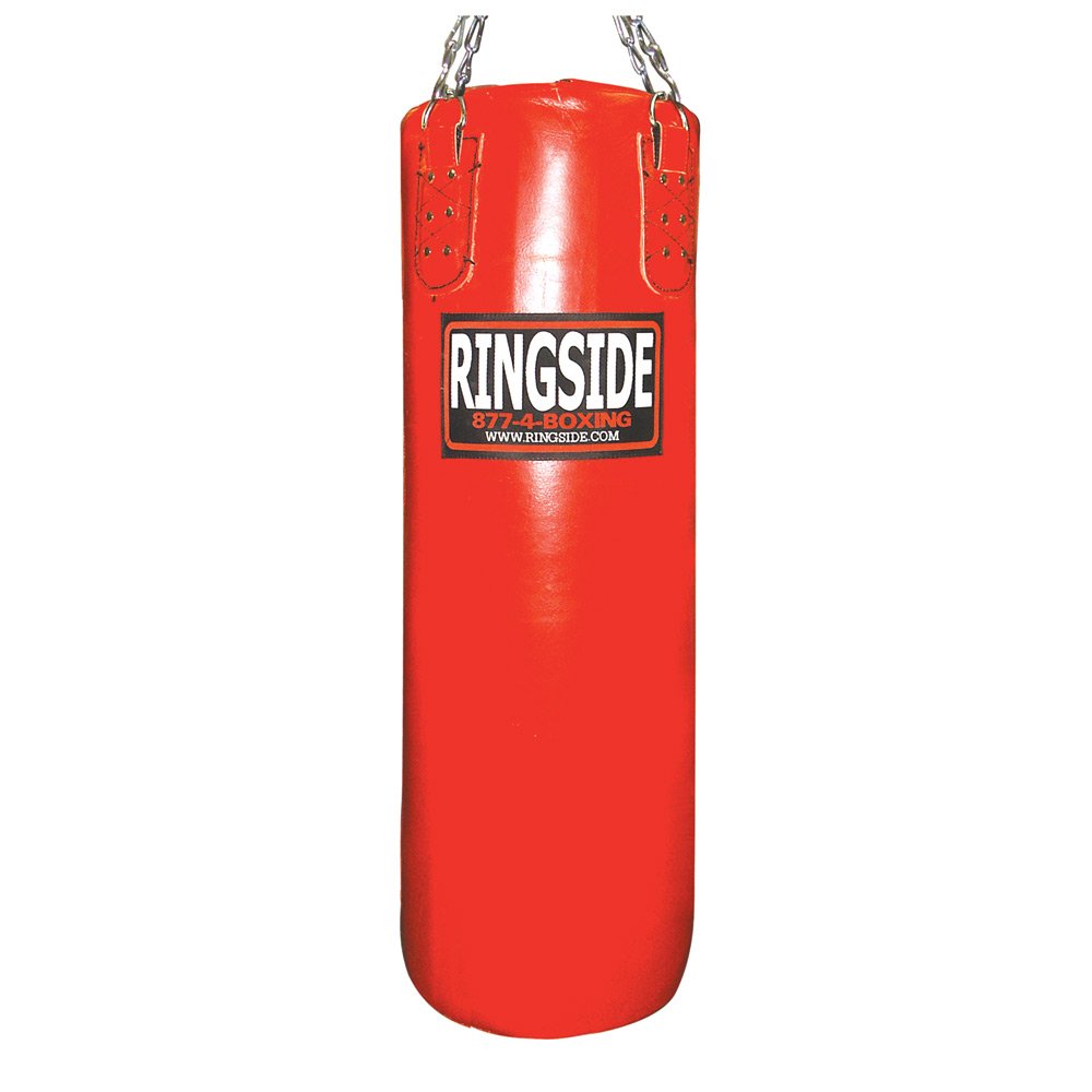Ringside Leather Heavy Bag, Punching Bag for Boxing Training and Workout, Red, 65 lbs, Includes Heavy Bag Chain and Swivel