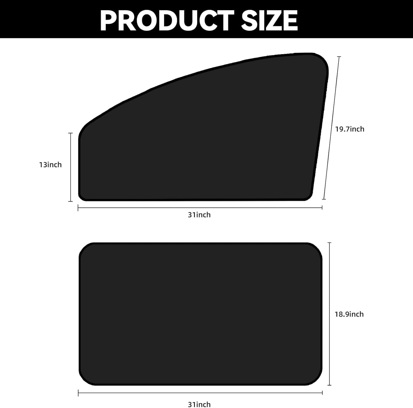 QUICTO Car Window Sun Shades, Car Window Sun Protection Cover, Car UV Protection Cover, Car Seat Full Sun Shield, Camping Available, Universal Car Interior Accessories ，Double-Sided Black (4pcs)