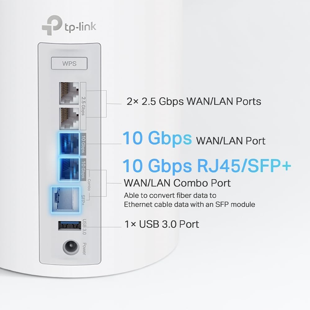 TP-Link Deco 7 Elite BE95 Quad-Band WiFi 7 BE33000 Whole Home Mesh System - 16-Stream, 2X 10G + 2X 2.5G Ports Wired Backhaul, 12x High-Gain Antennas, VPN, AI-Roaming, 4x4 MU-MIMO, HomeShield (1-Pack)