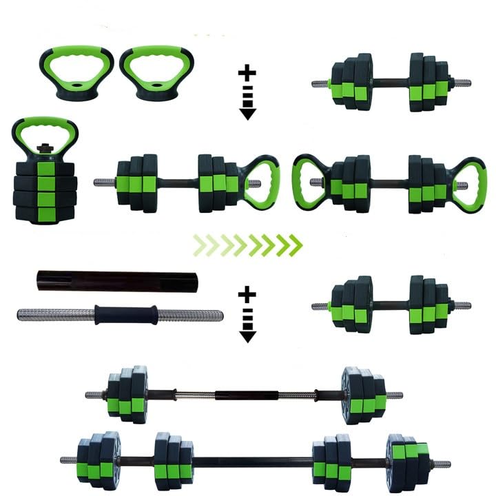 Adjustable Dumbbell Set, Exercise & Fitness Dumbbells, Adjustable Dumbbell Weights, Barbell Weight Set for Home Gym Exercise used as Dumbbells, Barbell or Kettlebells, Multiple Options