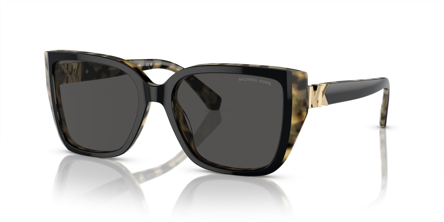 Michael Kors MK2199 Acadia Sunglasses, Bi-Layer Black/Amber Tortoise/Dark Grey Solid, 55 mm