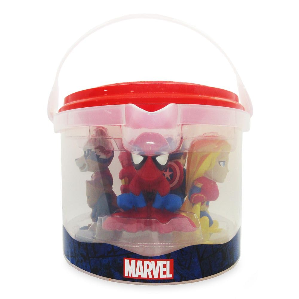 Disney Store Official Avengers Bath Toys Set - Includes 5 Detailed Toys with a Straining Storage Bucket - Bath Time Fun and Water Play Set for Kids