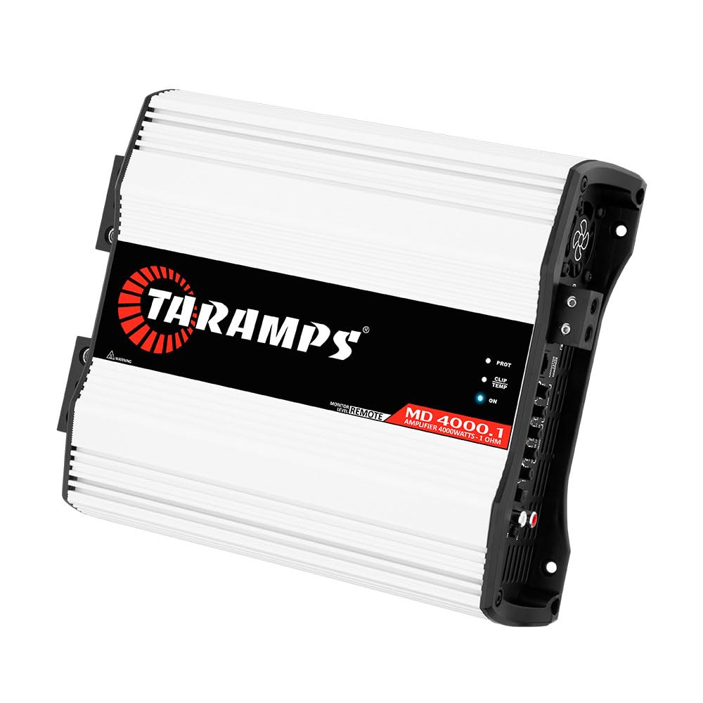 Taramps MD 4000.1 1 Ohm Car Audio Amplifier, 4000W RMS Full Range Digital Monoblock Class D Mosfet Amp, Crossover High/Low Pass Filter, Bass Boost, Gain Control LED Power Indicator, High Performance