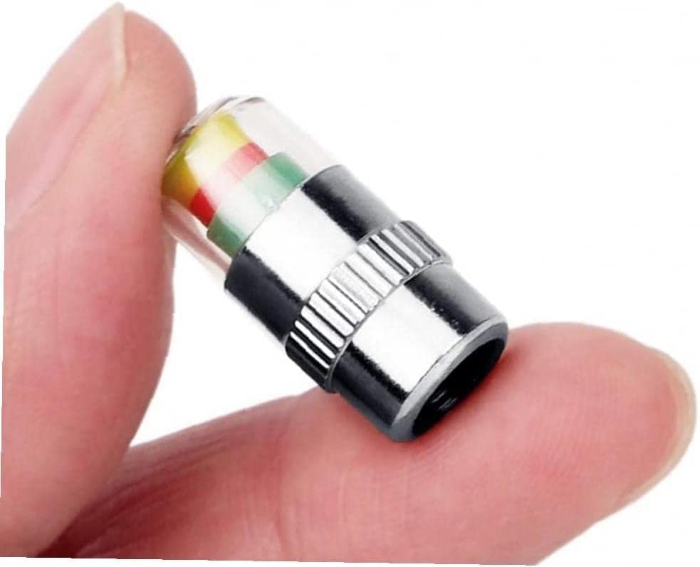 WNCGC 8Pcs Tire Valve Stem Caps, 2.4Bar 35PSI Car Tire Pressure Monitor Valve Stem Caps Sensor Indicator 3 Color Eye Alert, Silver