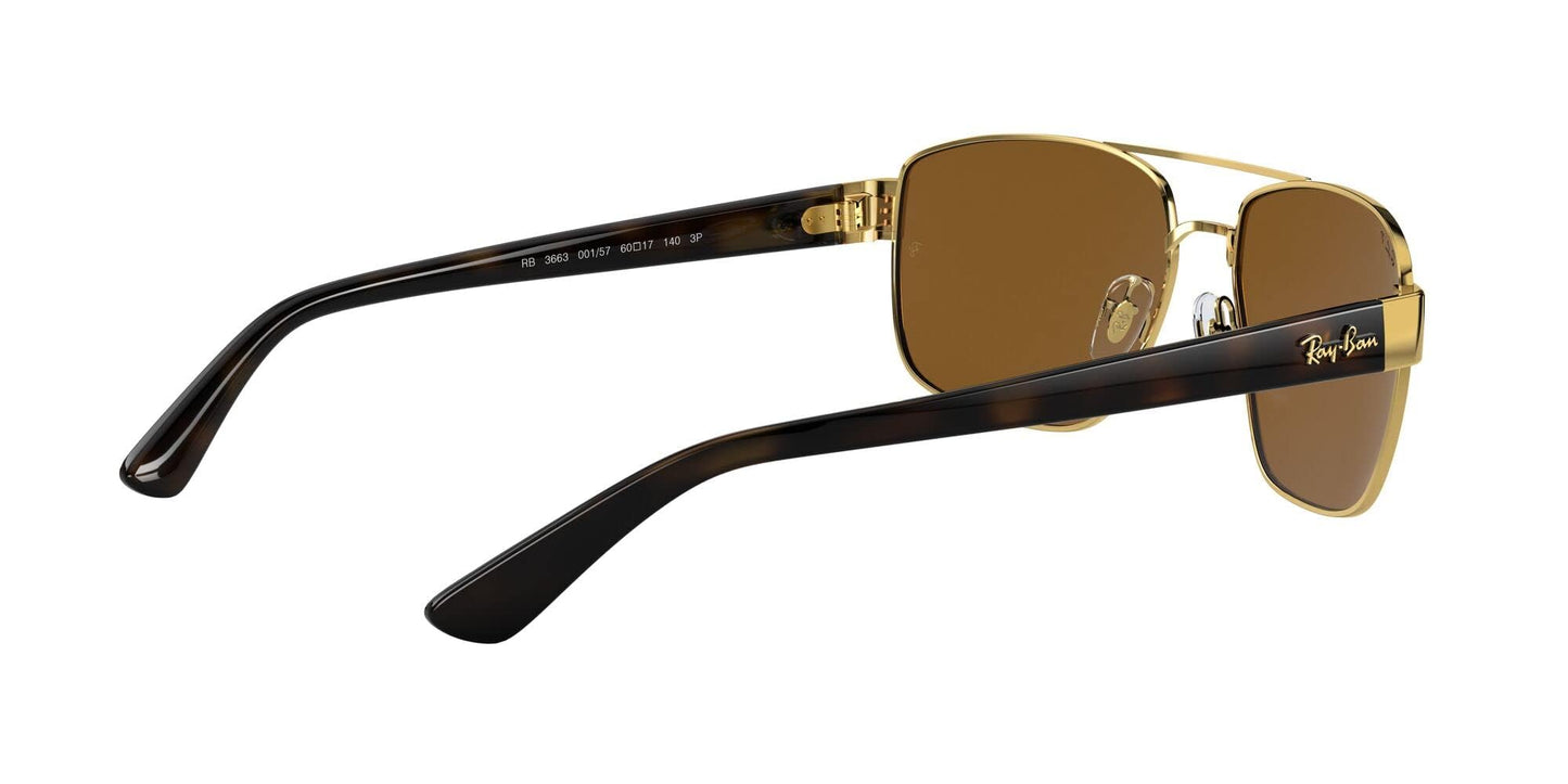 Ray-Ban Unisex RB3663 Metal Rectangular Sunglasses, Gold/Polarized B-15 Brown, 60 mm