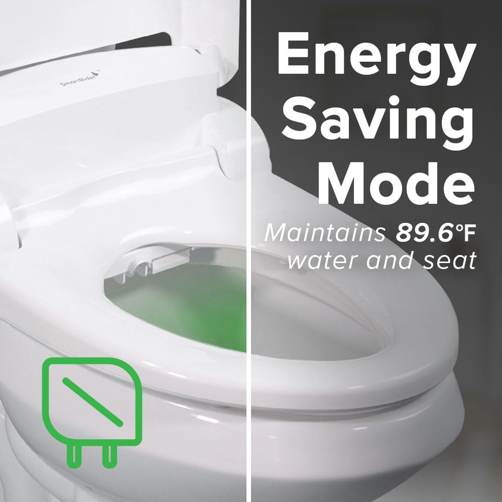 SmartBidet® SB-2000WE Electric Smart Bidet Toilet Seat with Heated Seat, Warm Air Dryer, Temperature Control Wash, and Control Panel, Elongated Seat