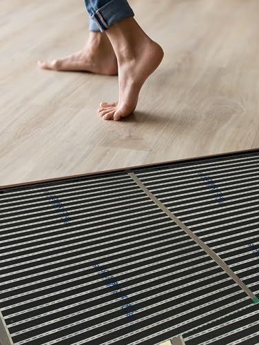 QuietWarmth Float QWARM1.5X10F240 Radiant Floor Heating Mat for below Laminate, Wood, Luxury Vinyl Floating Flooring- Cuttable Mat Size 1.5’x10' 240 Volt (Covers 15sf)