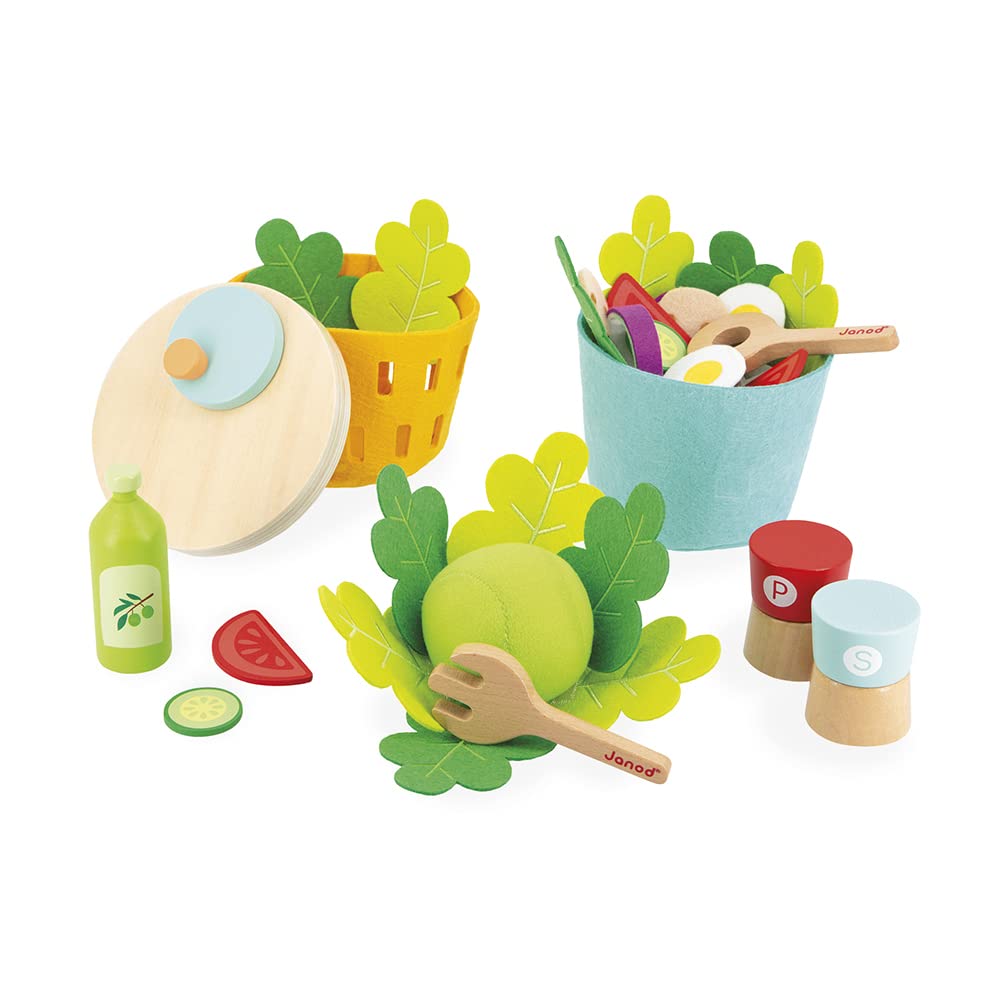 Janod - My Mixed Salad - 33 Piece Pretend Play Kitchen Set - 3 Years + J06595