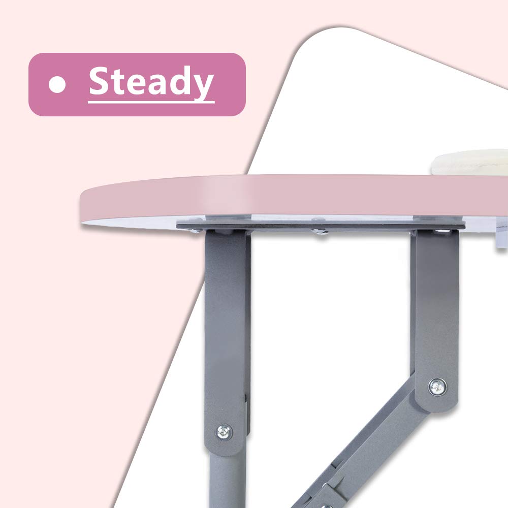AGESISI Portable Manicure Table Foldable Nail Desk with Dust Collector Professional Nail Tech Table for Technician Spa Salon Workstation, Client Wrist Pad Carry Bag 4 Lockable Wheels, 36-inch, Pink