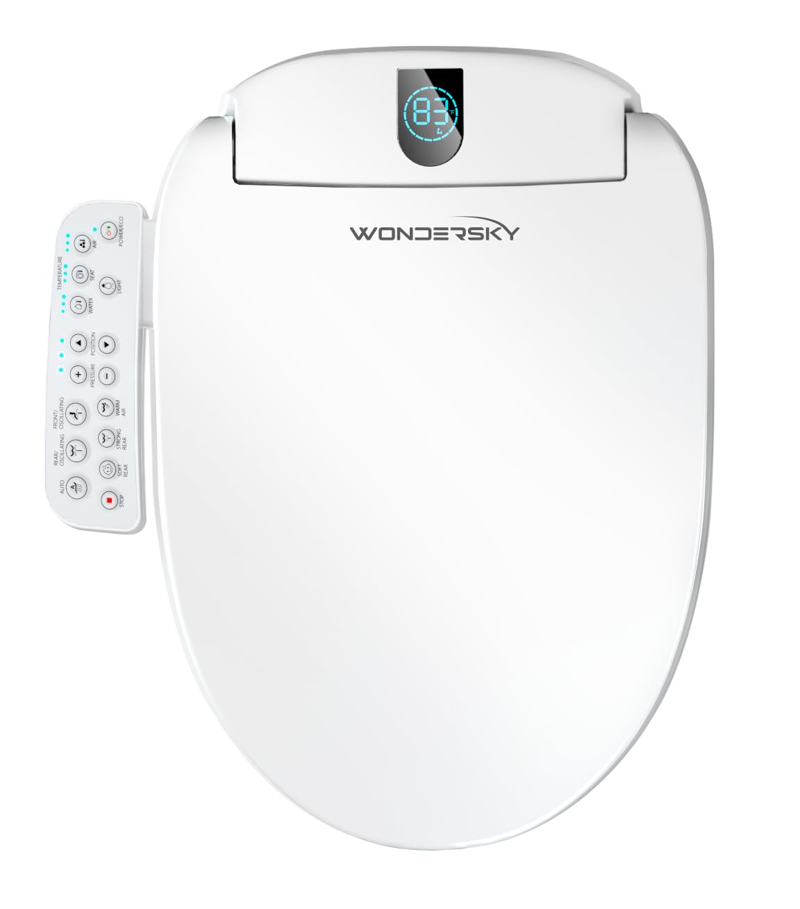 WONDERSKY Elongated Bidet Toilet Seat, Smart Heated Toilet Seat with Warm Water and Dryer, Soft Close Bidet Seat with Adjustable Temperature, Stainless Steel Nozzle