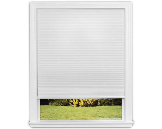 Redi Shade No Tools Easy Lift Trim-at-Home Cordless Cellular Light Filtering Fabric Shade White, 30" W x 64" L, (Fits windows 19"- 30")