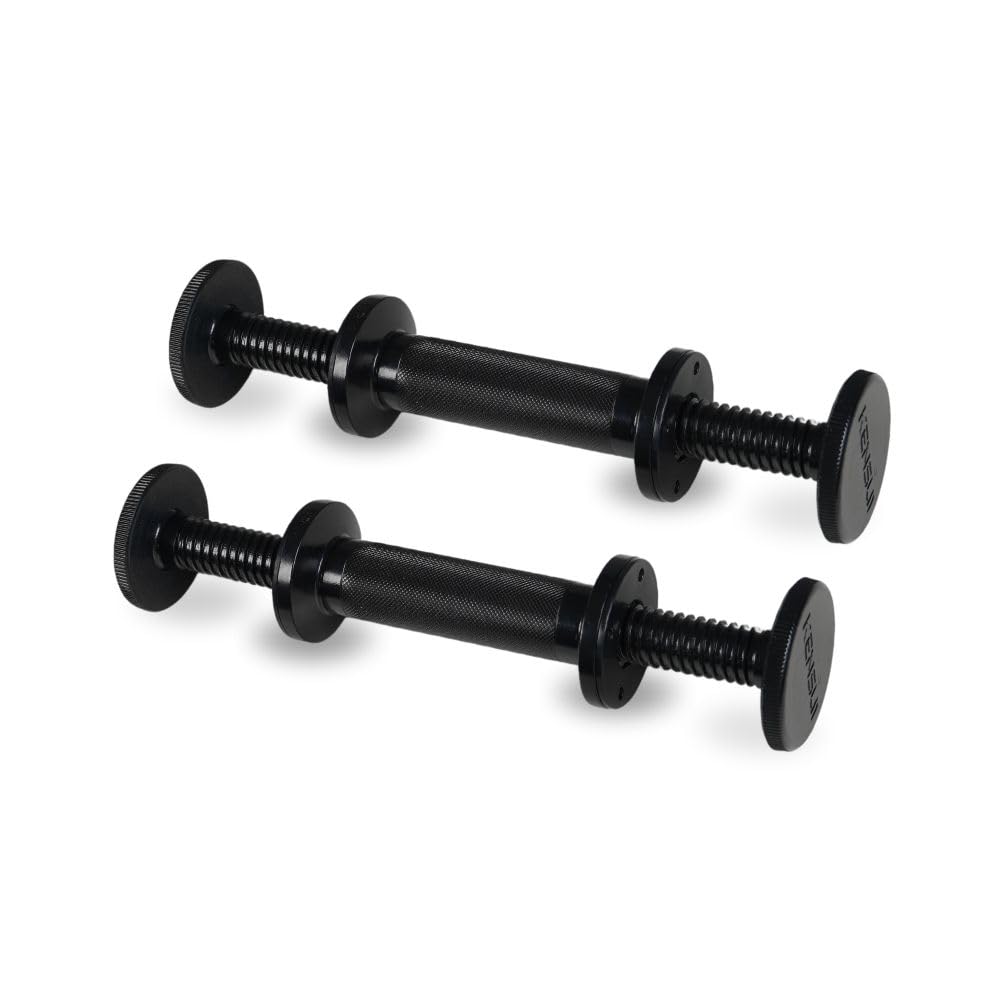 Kensui AdaptaBELL MAX – Heavy-Duty Adjustable Dumbbell Handles (Pair) – All-Metal Construction, Supports 300+ lbs – Compatible with 1” Standard & 2” Olympic Weight Plates – No-Overhang Design for Home Gym & Travel