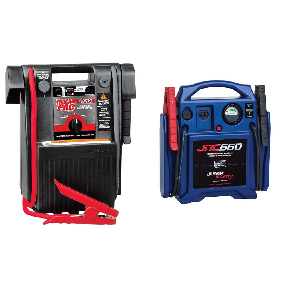 Clore Automotive Truck PAC ES1224 3000/1500 Peak Amp 12/24V Jump Starter and Clore Automotive Jump-N-Carry JNC660 1700 Peak Amp 12 Volt Jump Starter