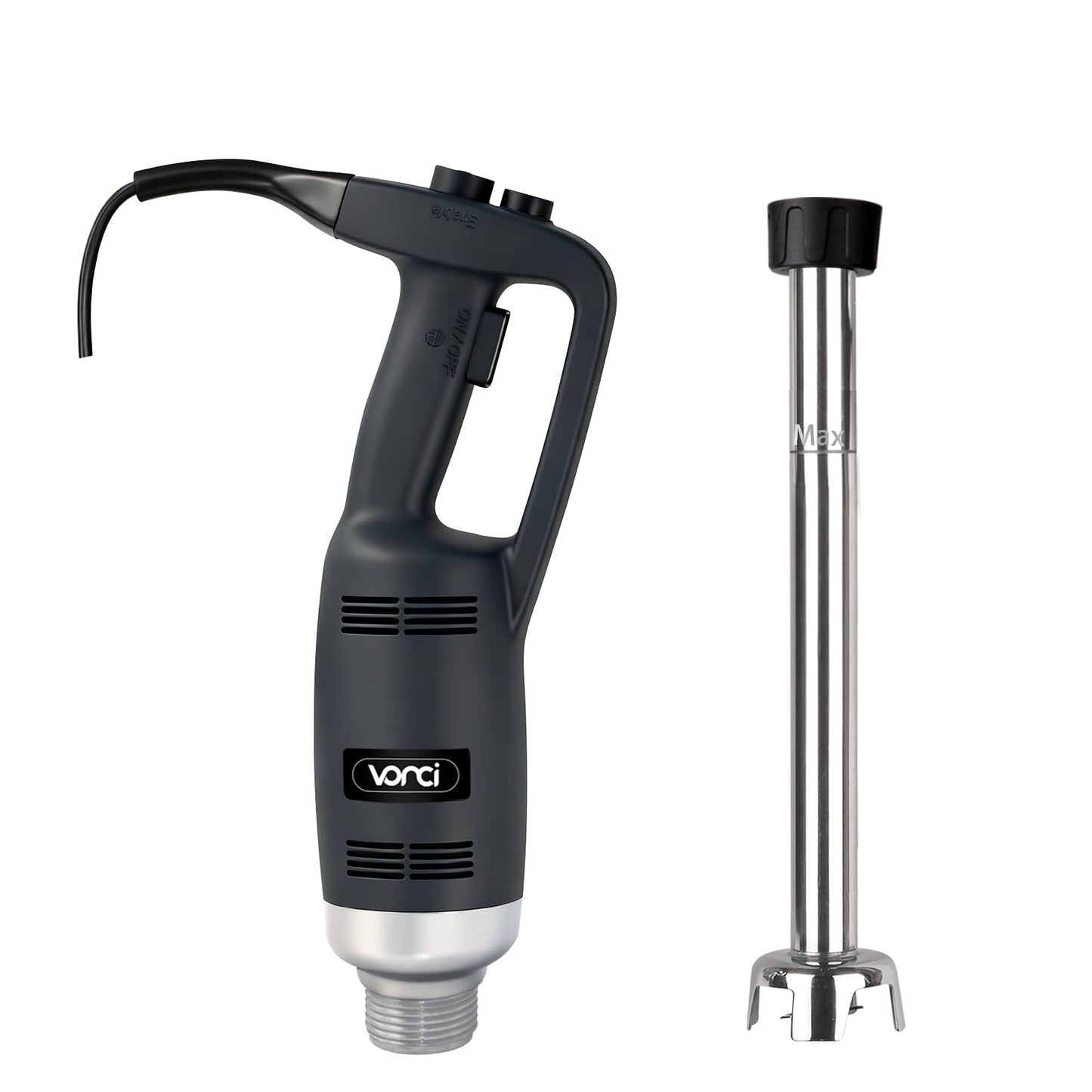 VONCI 500W Commercial Immersion Blender, 16" SUS 304 Removable Shaft, Heavy Duty Power Hand Mixer with Variable Speed 6000-20000RPM, Professional Electric Stick Blender for Restaurant Kitchen Use.
