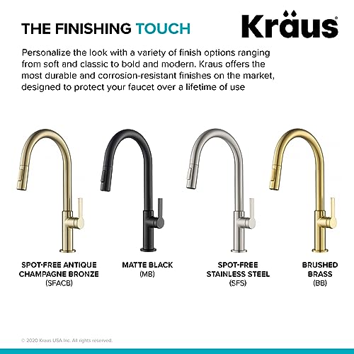 KRAUS Oletto Single Handle Pull Down Kitchen Faucet in Spot Free Stainless Steel, KPF-2820SFS