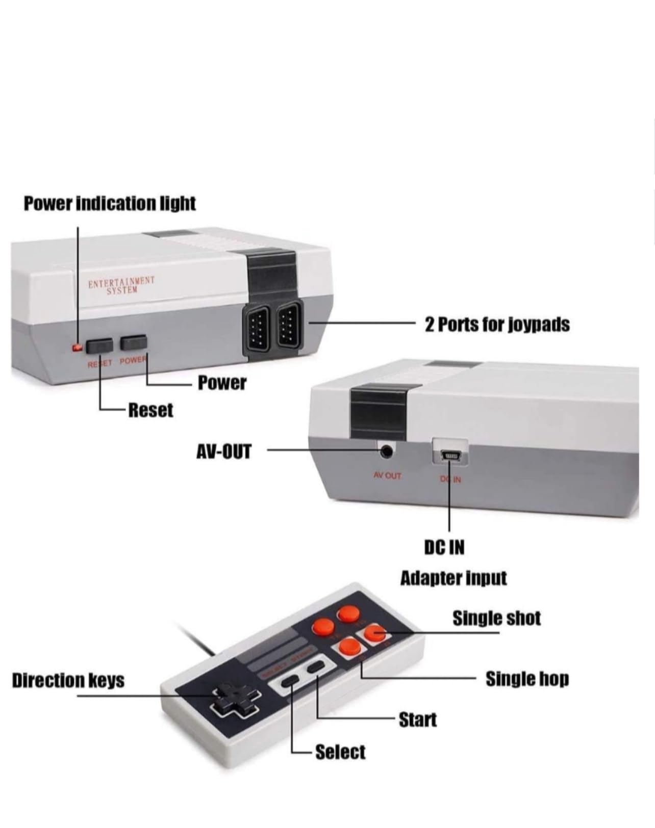 GAMENEXT Retro Game Console, AV Classic Mini Video Game Consoles Built-in with 620 Games Dual Players Mode Console with 2 Controllers Handheld Games for Kids & Adults