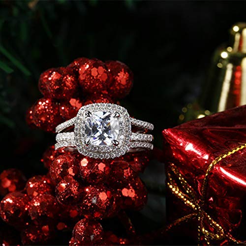 Jeulia Brilliant Classic Band Rings Sets for Women 925 Sterling Silver Fashion Ring Sets Wedding Engagement Anniversary Promise Ring Bridal Sets Jewelry (6.0(U.S))