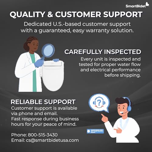 SmartBidet® SB-2400 Advanced Electric Smart Bidet Slim Profile Seat in Elongated White with Remote Control, LED Night Light, Stainless Steel Nozzle, Heated Seat, Warm Dryer