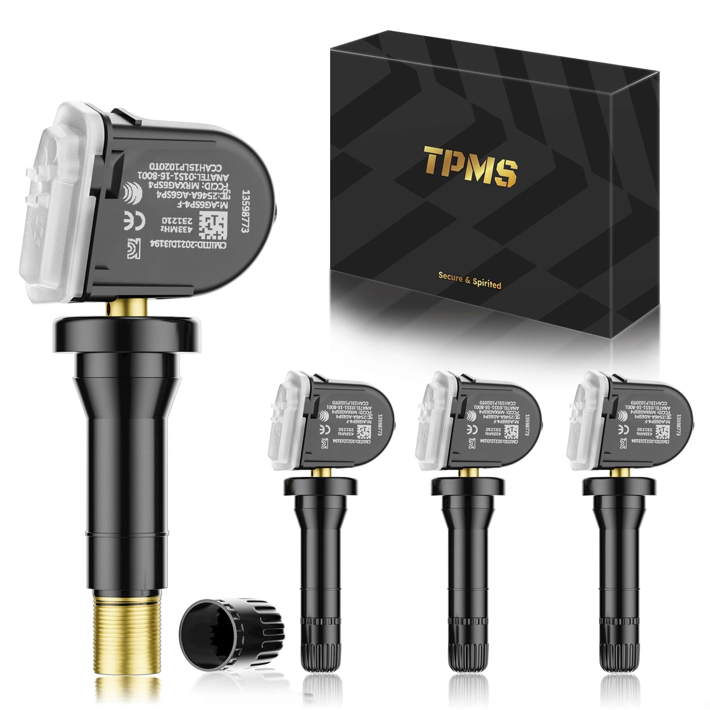 PUMBOAT TPMS 433Mhz 13598773 Pre-Programmed tire Sensor Compatible with:-Cadillac XT5 (17-22)|-Chevy Malibu (16-22)|Cruze (16-19)|Camaro (16-20)|-GMC Acadia (16-22)| KIT (4 PCS)
