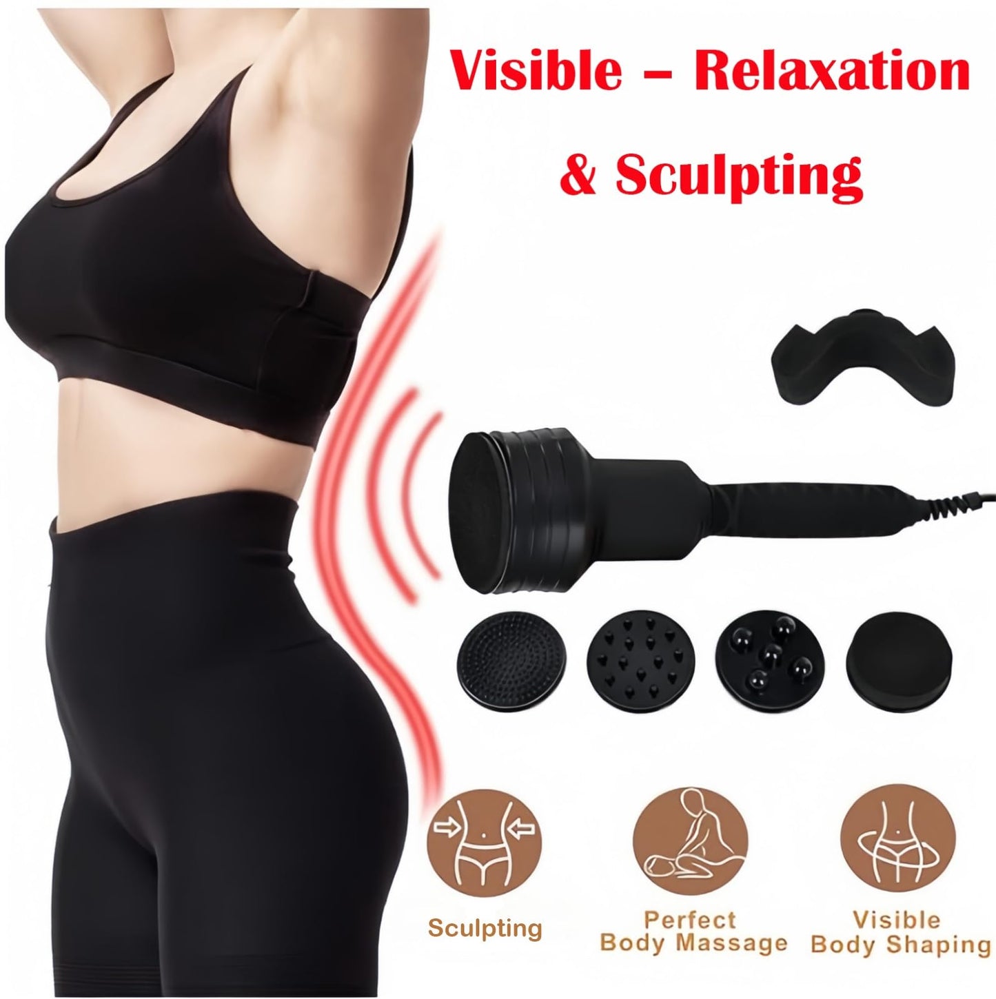NETTITO Cellulite Massager Electric Vibration Professional – with Trolley & 5 Interchangeable Heads, Deep Tissue Relief, Muscle Relaxation, Durable Design for Salon & Home Use