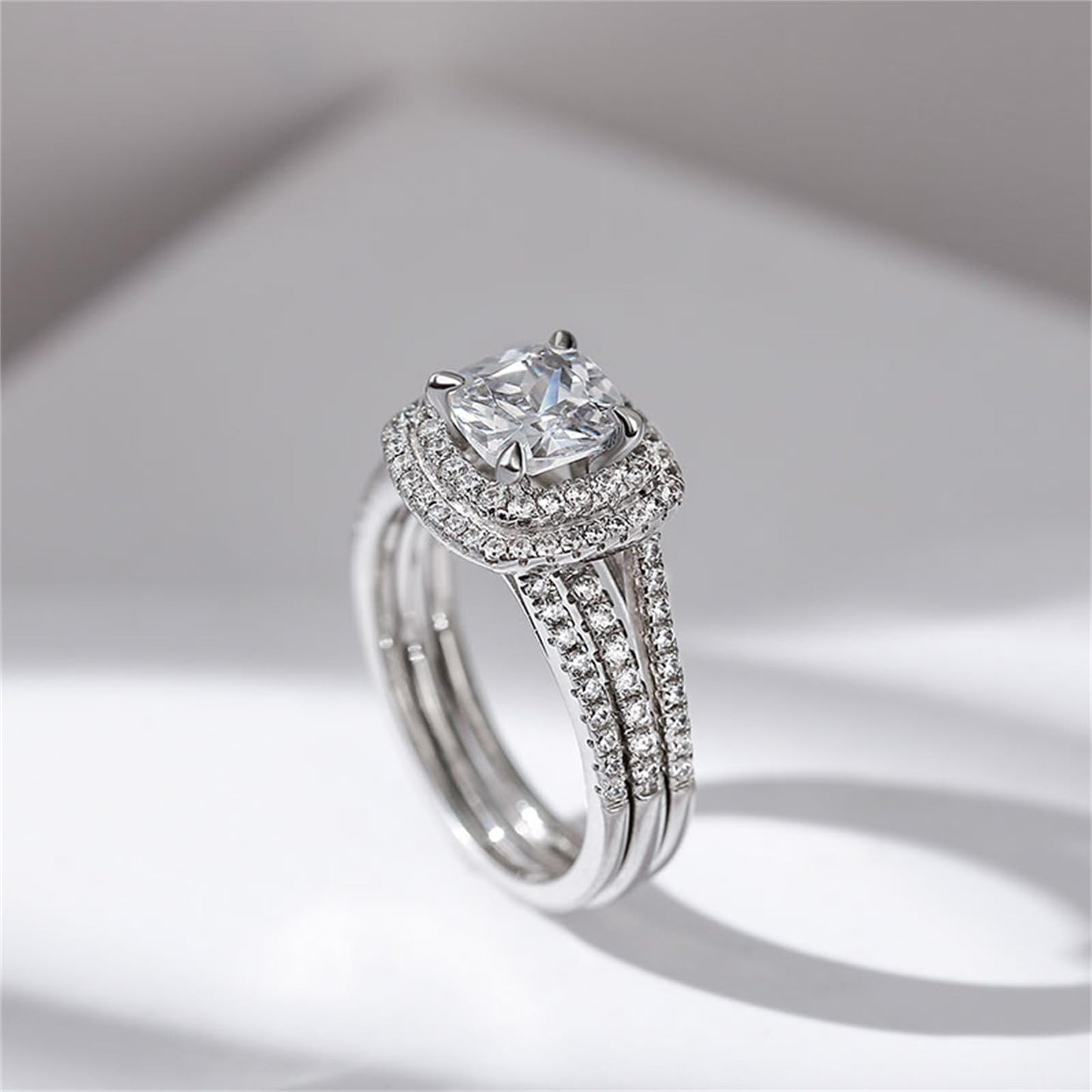 Jeulia Brilliant Classic Band Rings Sets for Women 925 Sterling Silver Fashion Ring Sets Wedding Engagement Anniversary Promise Ring Bridal Sets Jewelry (6.0(U.S))