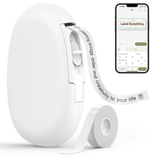 SUPVAN E10 Bluetooth Label Maker Machine with Tape, Continuous Waterproof Label, Versatile App with 35 Fonts and 1k+ Icons, Inkless Labeler for Home, Kitchen, School, Office Organization, Green