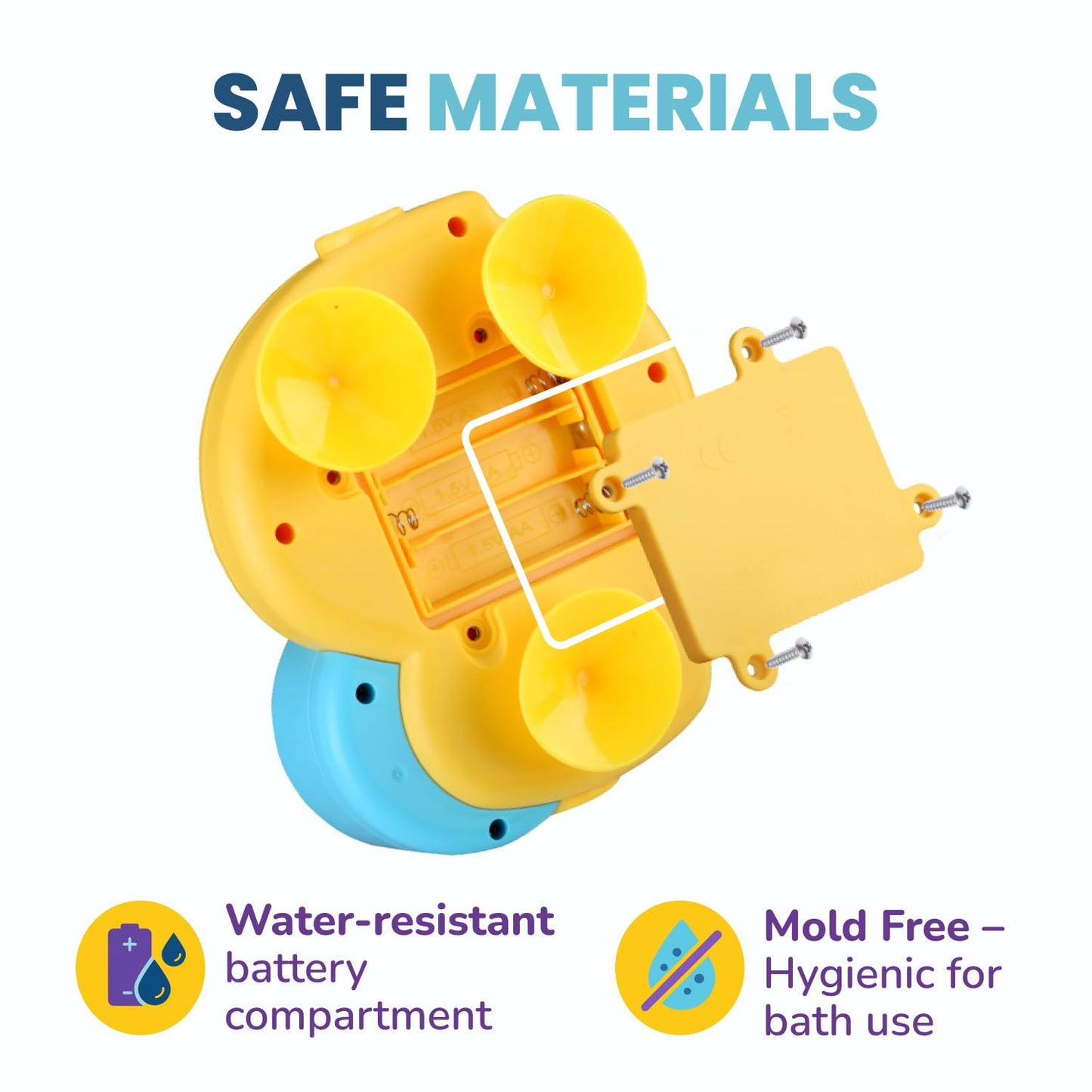 Yellow Duck Water Spray Suction Cup Toddler Bath Toy for Boys and Girls - 18+ Months and Up - Features Waterproof Recycling Water Pump with Multi-Spray Modes for Bathtime Water Play in Bathtub
