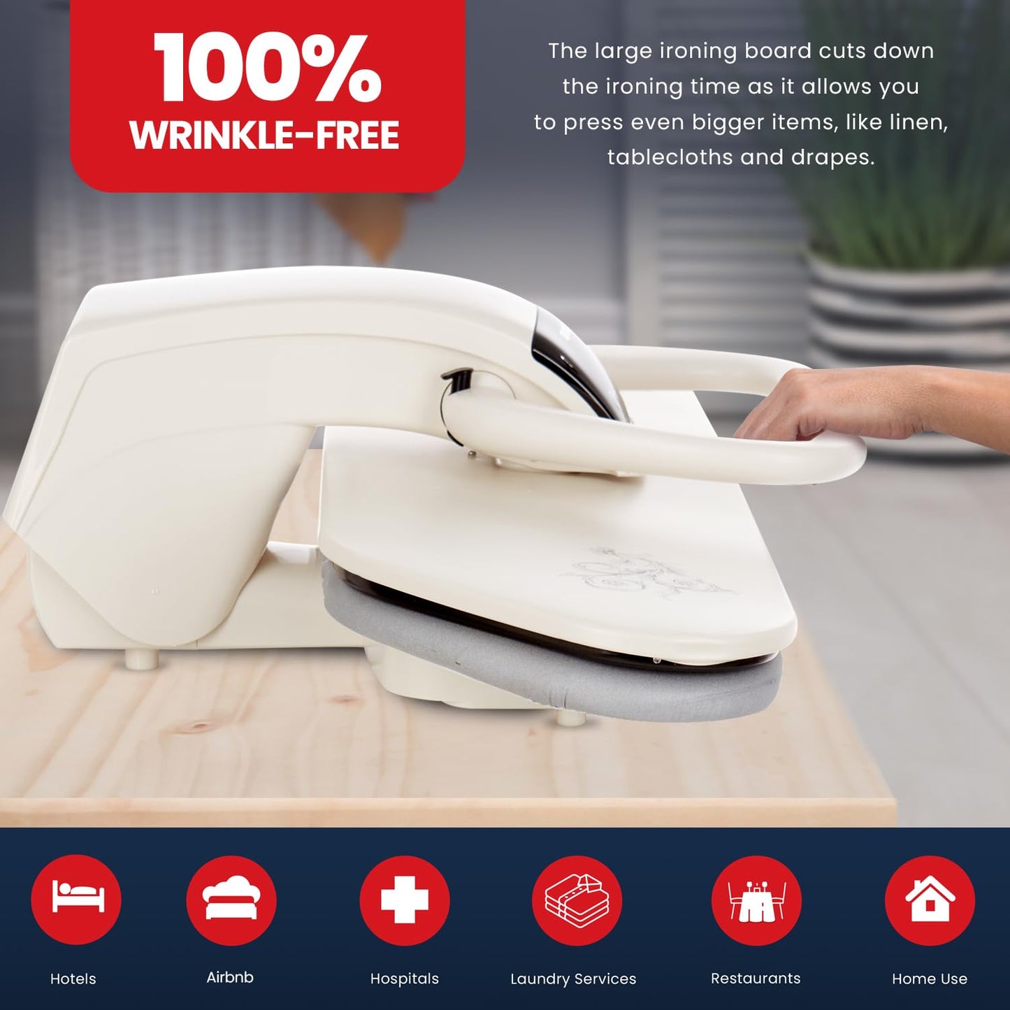 SpeedyPress 100HD Steam Fabric Press - 40 inch Digital Heavy-Duty with Large Removeable Water Tank and Water Filter - Fast Heating, Multiple Temperature Modes
