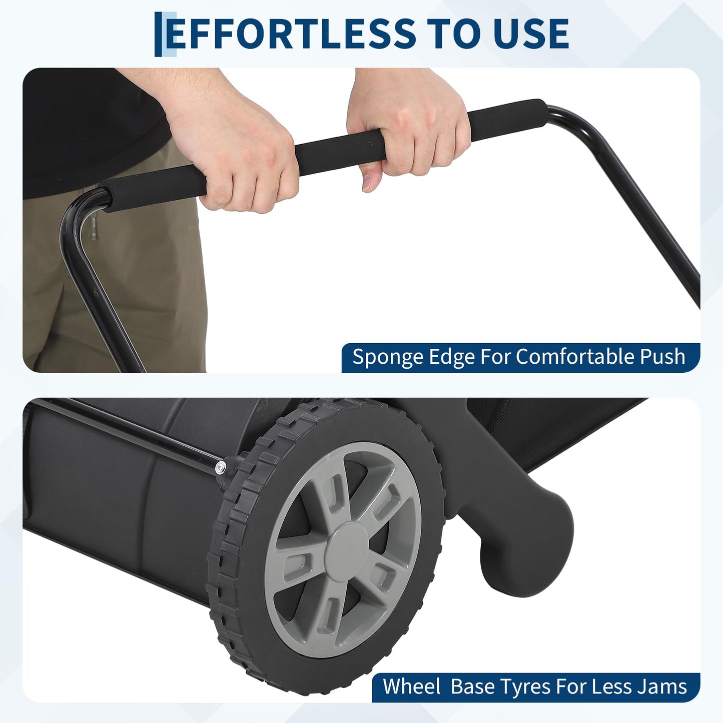 Garvee Push Lawn Sweeper, 21inch Leaf & Grass Collector, Heavy Duty Thickened Steel Durable to Use with Large Capacity 3.5 Cu. ft. Mesh Collection Hopper Bag, 2 Spinning Brushes