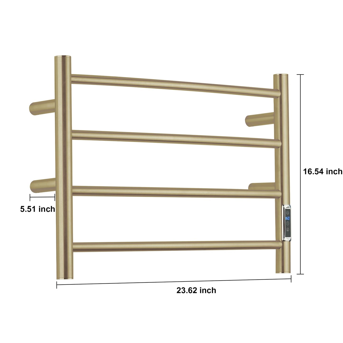 BLARALA Heated Towel Racks for Bathroom, Wall Mounted Electric Towel Warmer Racks with Timer & Temperature Control,Heater for Bathroom, Brushed (Round-Brushed Gold, 4 Bars)