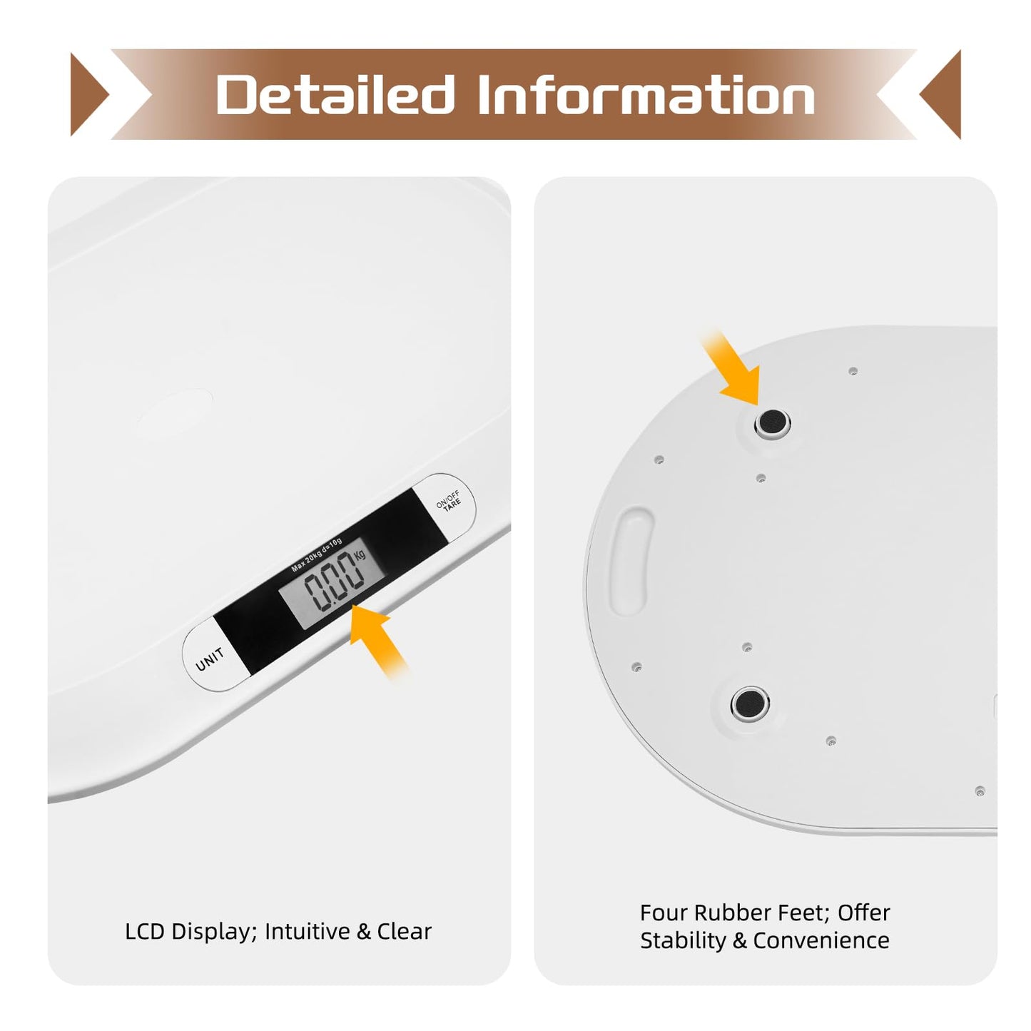 Digital Baby Scale, Infant Weighing Scale for Toddlers, Multifunctional Newborn Baby Scale with Hold Function, Pet Scale for Cats and Dogs, Up to 44lbs