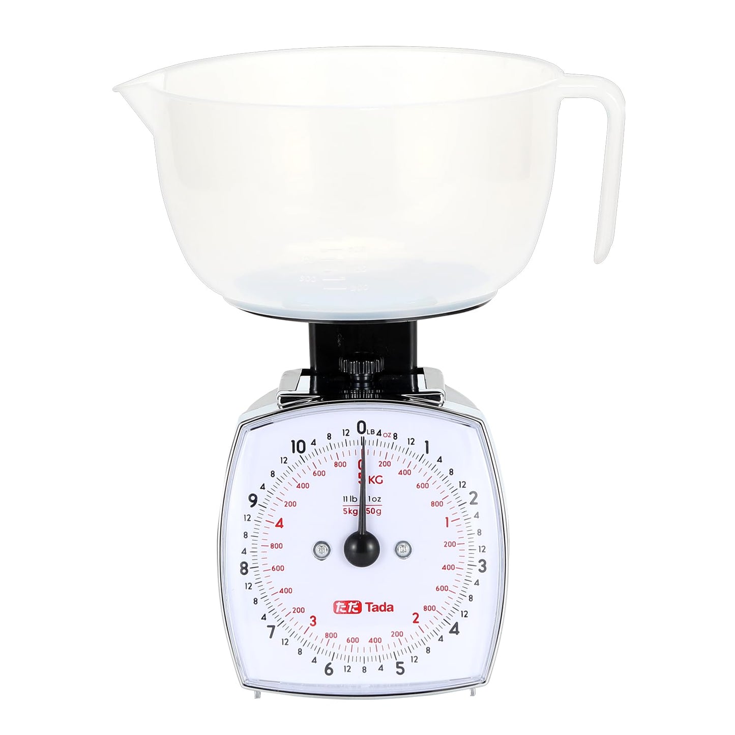 Tada 11lb Analog Food Scale Mechanical Dial Kitchen Scale, Removable Measuring Cup, Tare Function, Kitchen Friendly