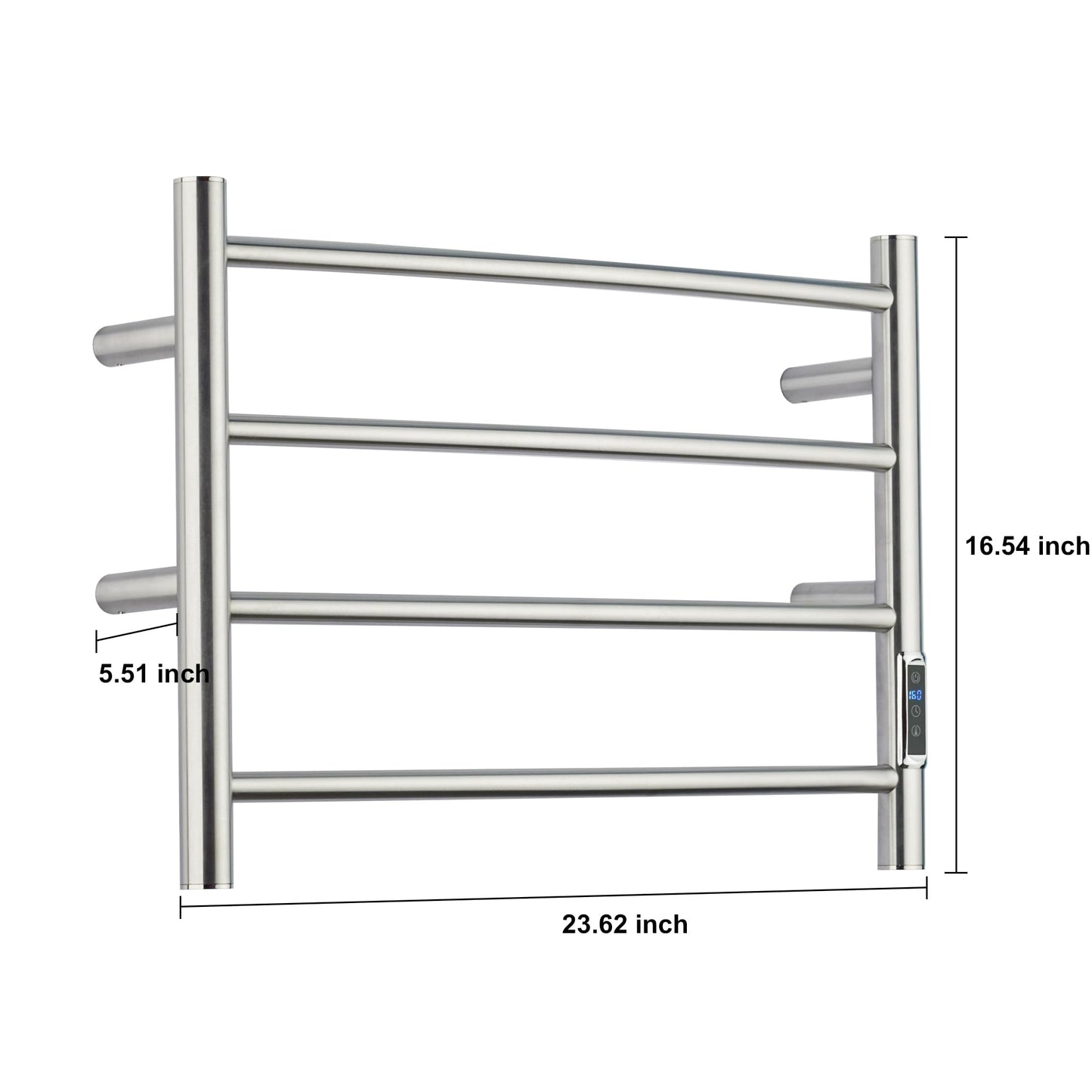 BLARALA Heated Towel Racks for Bathroom, Wall Mounted Electric Towel Warmer Racks with Timer & Temperature Control, Stainless Steel Towel Heater for Bathroom, Brushed (Round-Brushed Silver, 4 Bars)