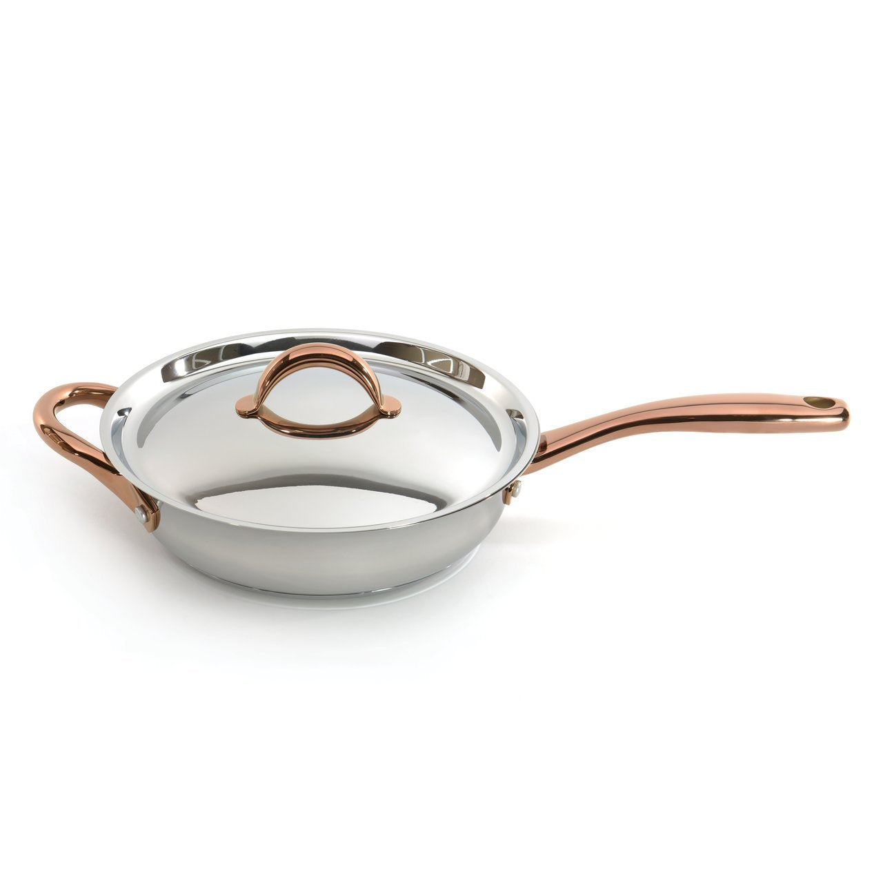 BergHOFF 11 Piece Ouro Cookware Set with Gold Handles, Silver/Rose, Large