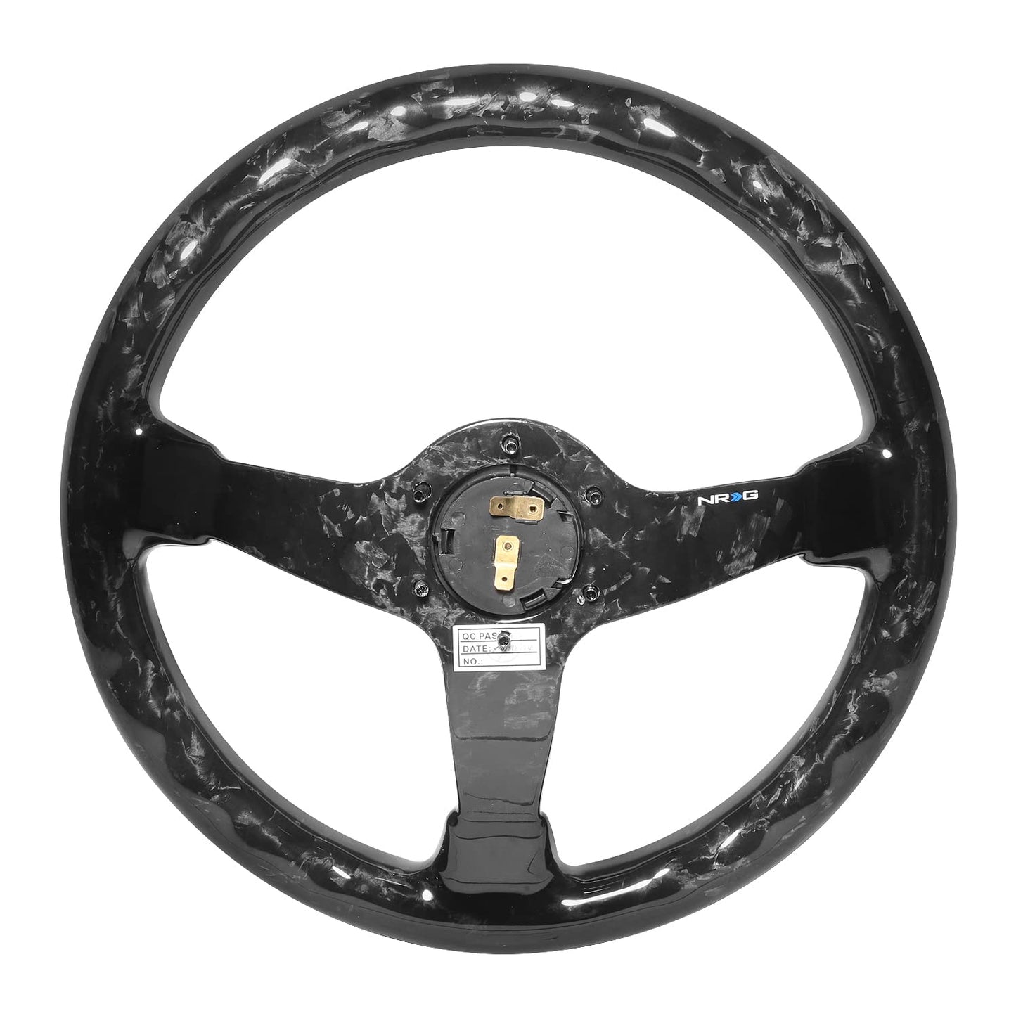 NRG Innovations NRG-ST-036FC Forged Carbon Fiber Light Weight Steering Wheel 350mm 3'Deep Dish, Gloss Black, 6 X 70 PCD