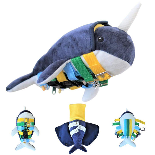SENSORY4U Buckle Pillow Narwhal – Sensory Motor Aid for Fine Motor Skills, Hand-Eye Coordination & Pediatric Occupational Therapy Support